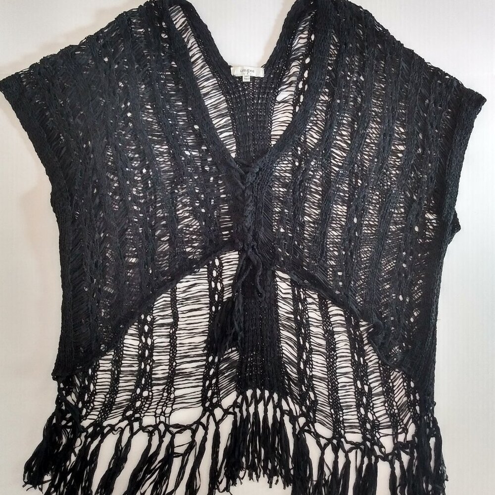 Umgee Kimono Size M / L Duster Topper Coverup Open Front Cardigan Crochet Knit